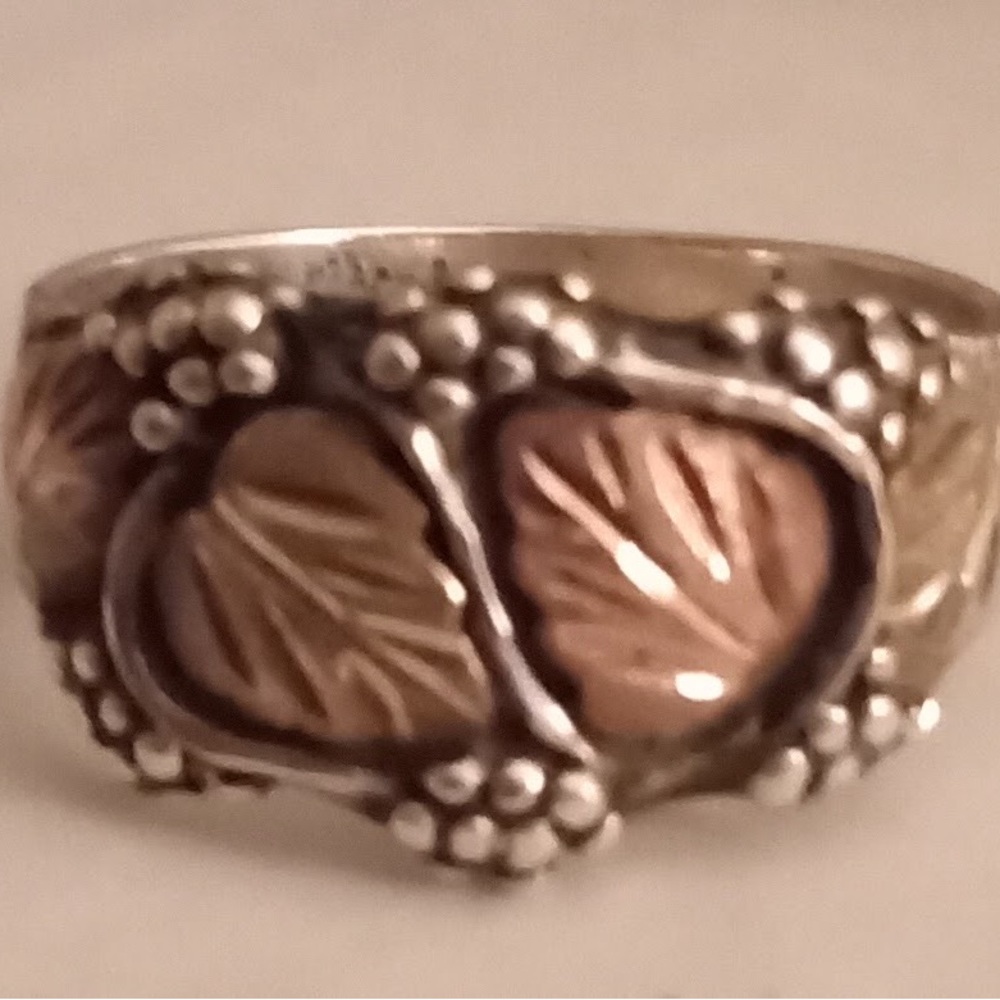 Vintage black hills designer 10k rose yellow gold sterling silver 925 ring 7